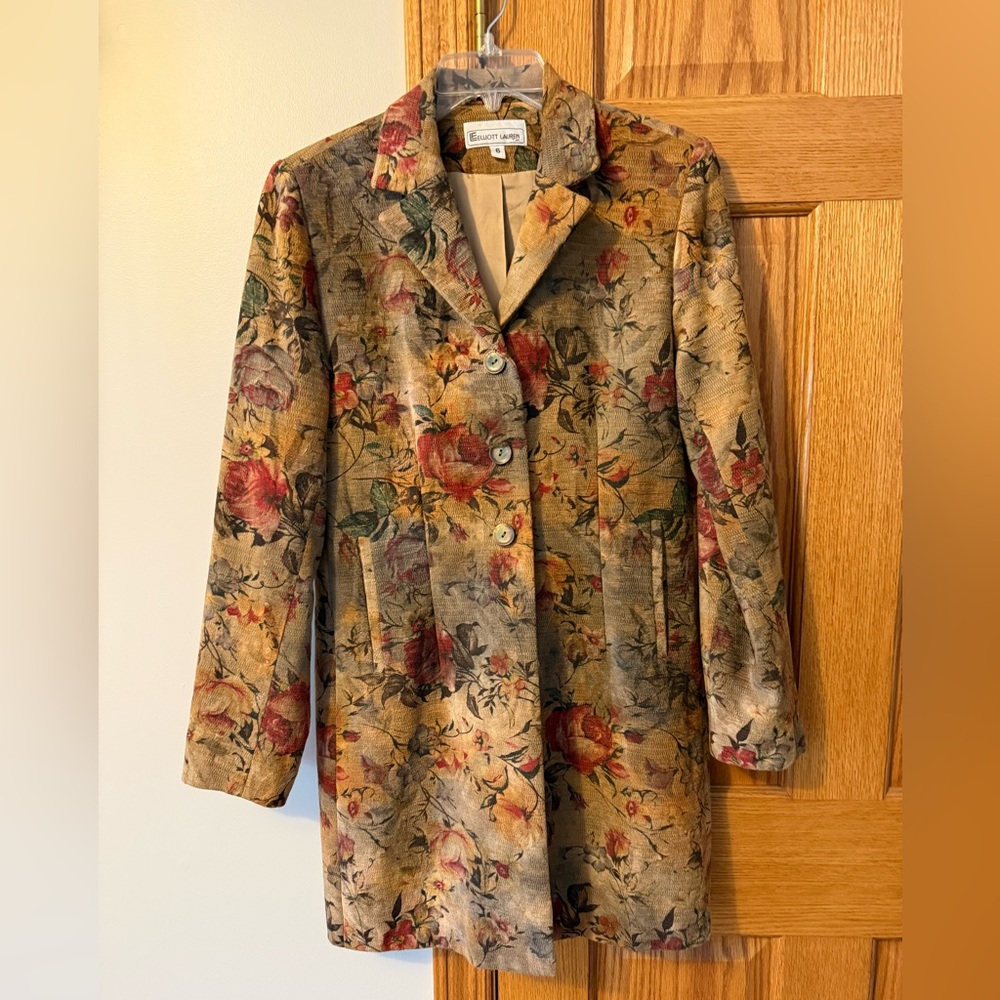 Vintage Elliott Lauren tapestry floral jacket, size 6